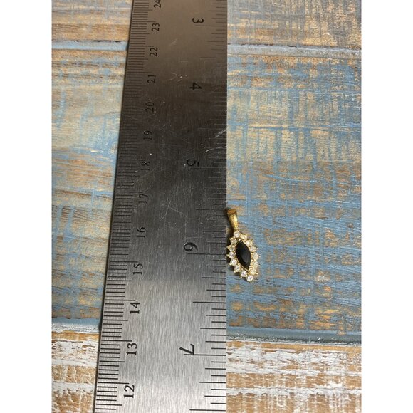 Gold-Tone Sunburst Pendant With Black Gemstone & Pearl Accents - Picture 4 of 4